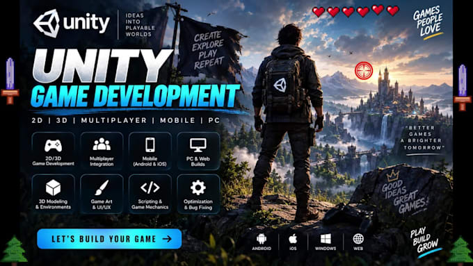 develop custom 2d 3d game development for mobile pc in unity