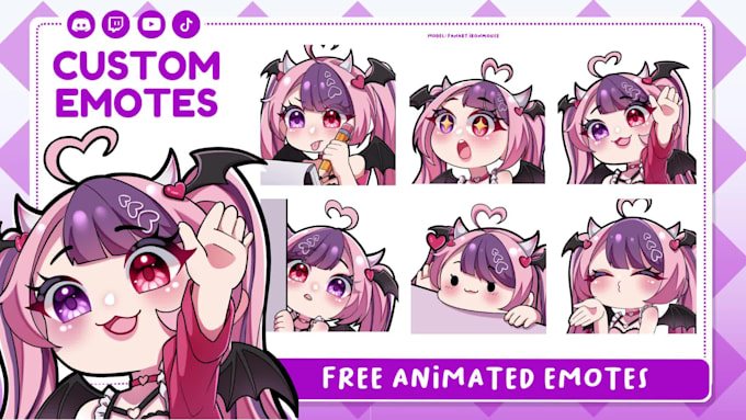 make custom twitch emotes, chibi emotes, animated emotes, vtuber for stream