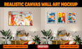 create a beautiful custom realistic canvas wall art mockup