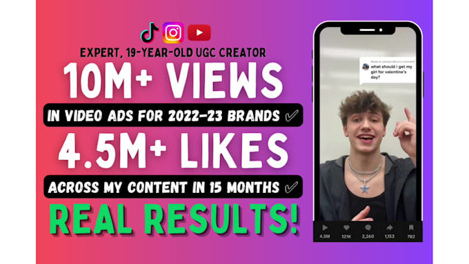 create user generated content ugc videos for tiktok shop, reels, facebook ads
