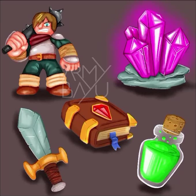 draw icon, object, asset for game, UI UX, app, website