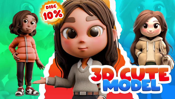 create 3d cute characters, cartoon modeling for mascot or 3d print