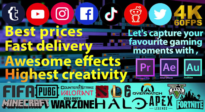 edit any gameplay video for youtube,ig,tiktok,facebook ,etc