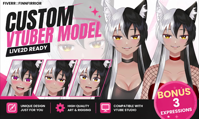 design and rig live2d vtuber model avatar art character in anime style