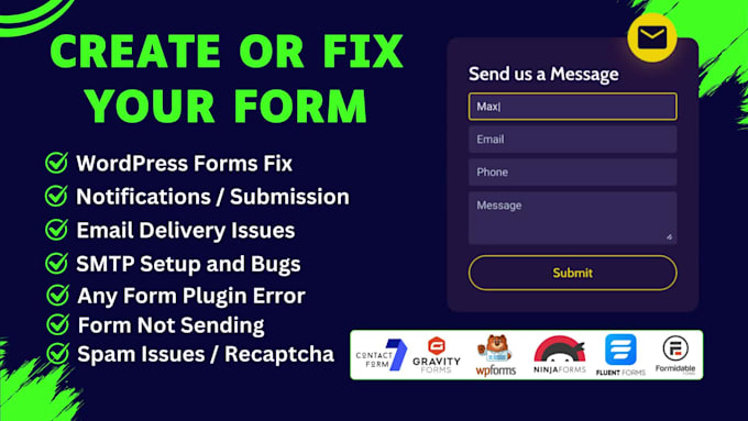 fix or create contact form 7, gravity forms for wordpress fast fix