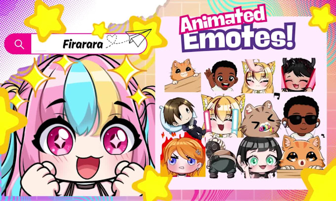 draw twitch emotes, chibi emotes, animated emotes, vtuber model for stream