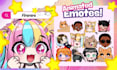 draw twitch emotes, chibi emotes, animated emotes, vtuber model for stream