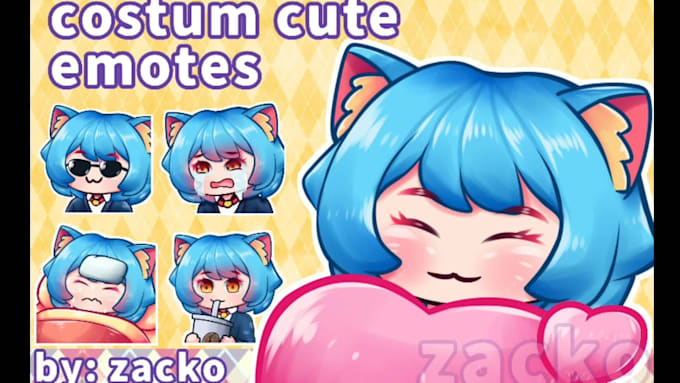 create custom cute anime twitch emotes, sub badges