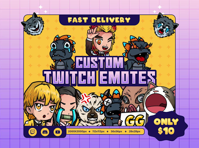 design custom chibi emotes for twitch, kick, youtube, and discord