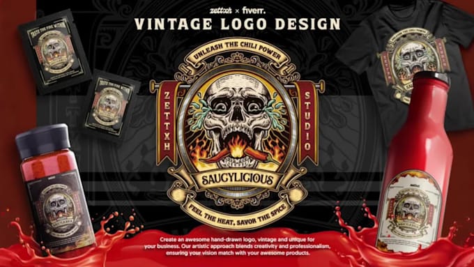 design a custom vintage, retro and hand drawn logo