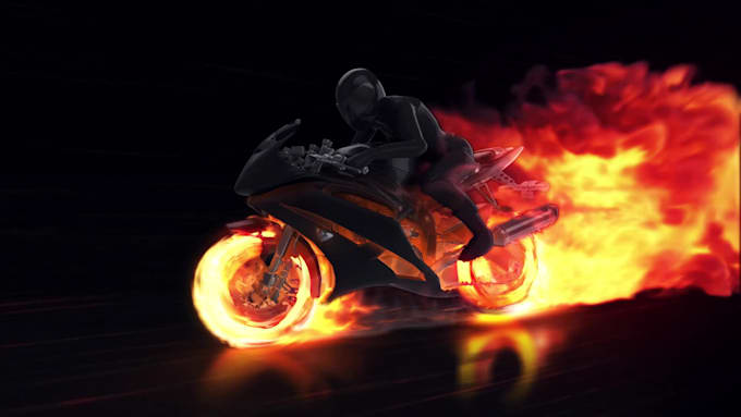 make fire motorcycle logo reveal intro