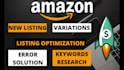 create amazon listing and variations with keywords