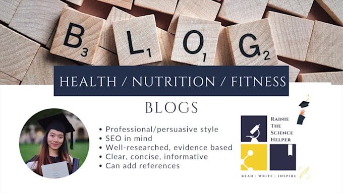 research and write health nutrition fitness blogs