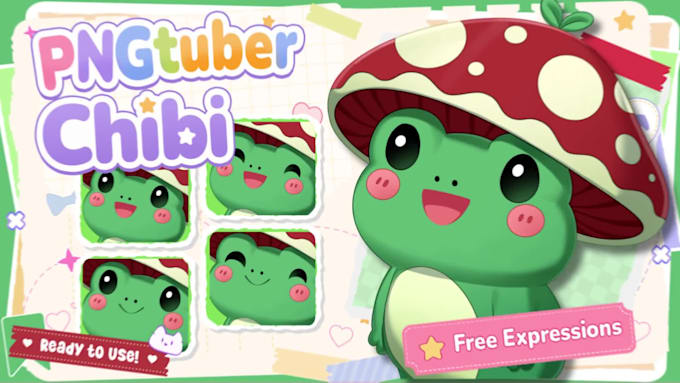 design chibi png tuber model in cute style vtuber for streaming