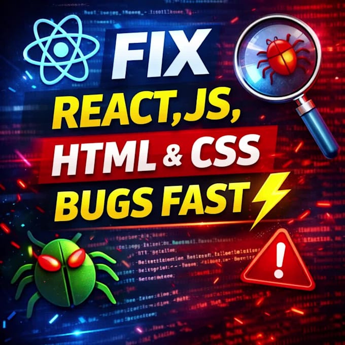 fix HTML, CSS, javascript and react bugs professionally
