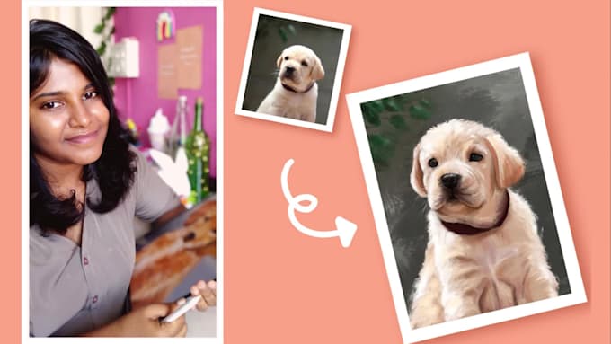 do painterly pet portrait with a short video in 24 hours