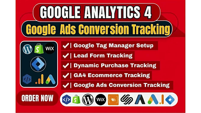 setup google ads conversion tracking, ga4 ecommerce tracking, and analytics 4