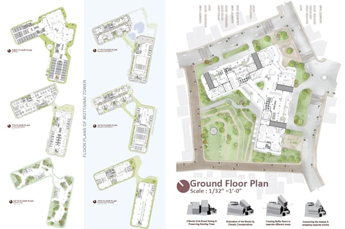 photoshop color render floor plans, elevations, sections, diagrams