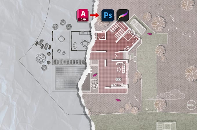 render 2d architectural masterplan in autocad or photoshop