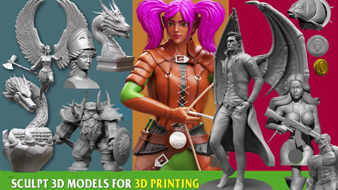 sculpt characters, statue, miniatures, molding, fantasy 3d model for 3d printing