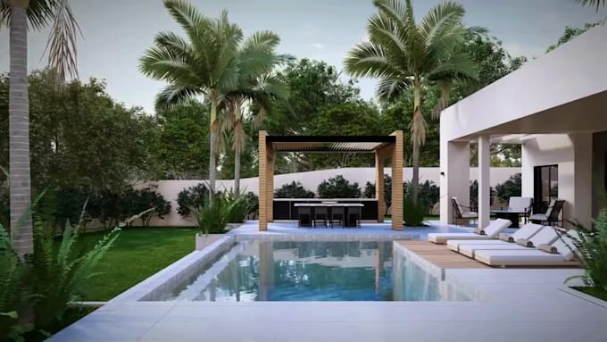 design landscape, backyard, garden, pool and frontyard
