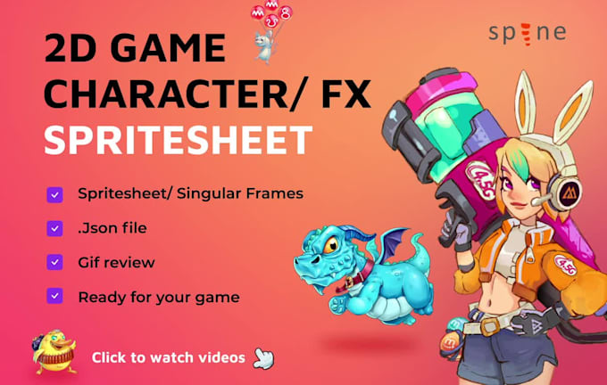 create 2d game character, and fx sprite sheet for your game