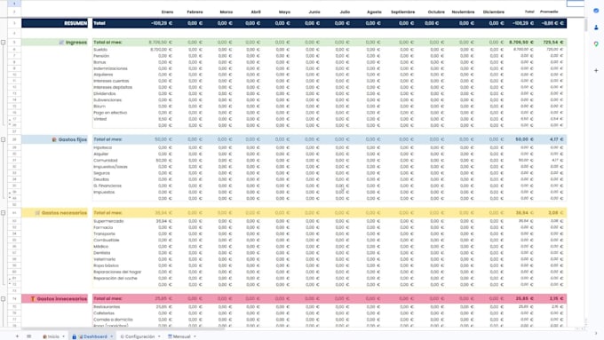 create a professional automated personal finance dashboard in google sheets