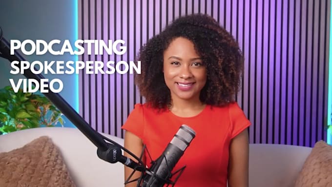 create a spokesperson video with a podcasting background