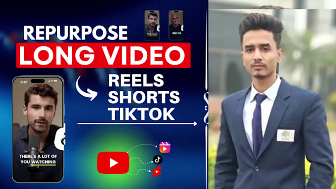 repurpose content, repurpose long video to tiktok reels with subtitle