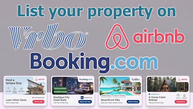 setup and optimize booking com airbnb and vrbo listings