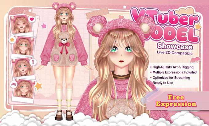 design and rigging pro vtuber model live2d high quality for vtube studio