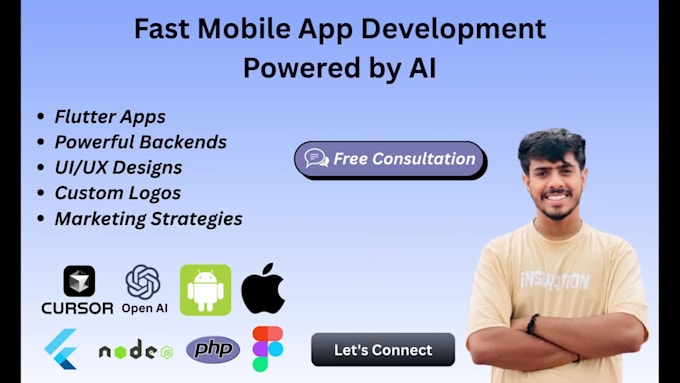 fast develop ai powered app with design and backend for android and ios