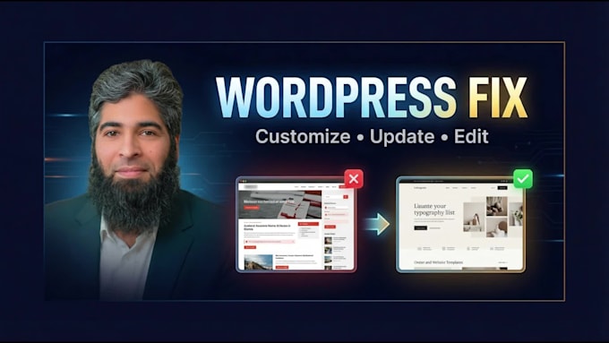 do customization and update website, edit wordpress website