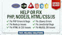 help or fix php, nodejs, html, css, javascript