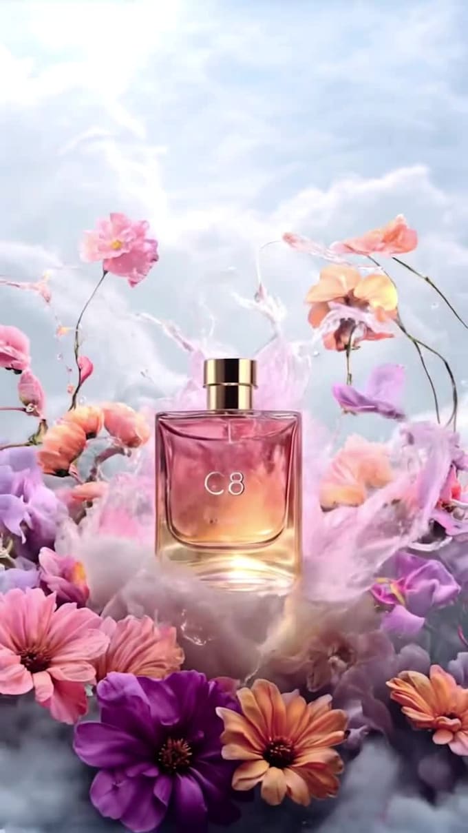 create 3d fragrance render, bottle design, perfume animation
