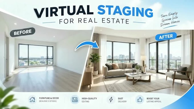 do virtual staging for real estate empty rooms