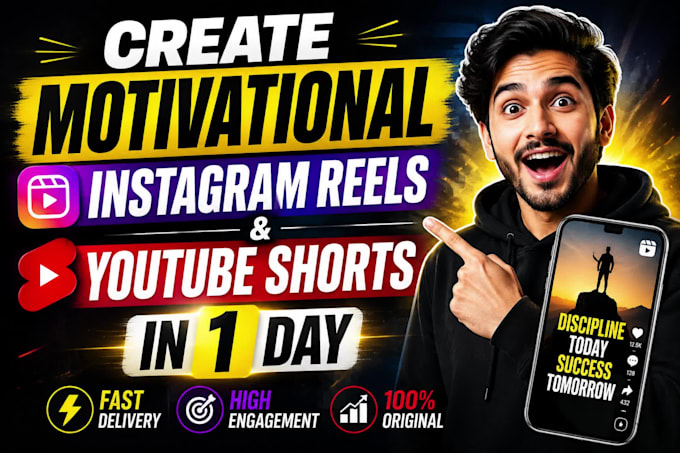 create motivational instagram reels and youtube shorts in 1 day