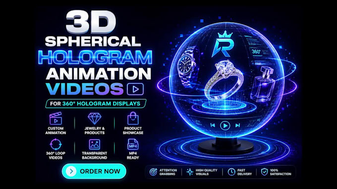 create 3d animation for a spherical hologram fan display