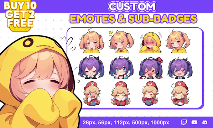 make twitch emote, badges and animated for twitch, kick and discord
