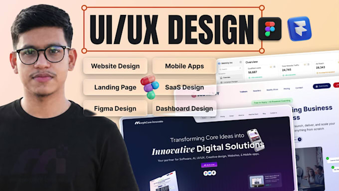 do website ui ux design for saas, mobile app ui ux, wireframe in figma