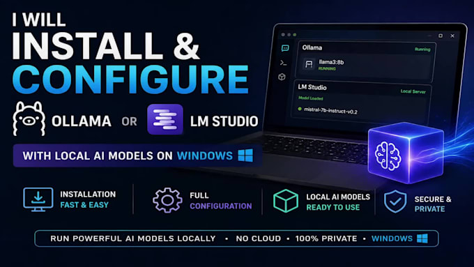install and configure ollama or lm studio with local ai models on windows