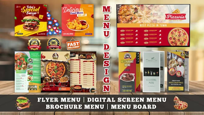 design animated digital tv screen menu board banner for restaurants