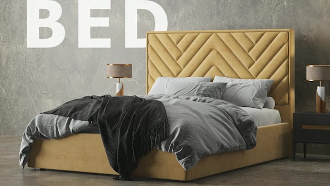 create photorealistic renderings and 3d concept of bed mattress furniture store