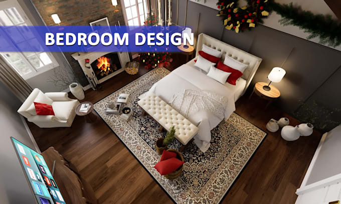 transform your bedroom with custom interior design, 3d rendering, shopping list