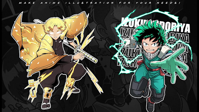 create edgy anime streetwear illustration for clothing brand