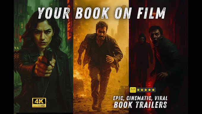 create an epic live action cinematic book trailer for you