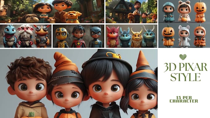 do 3d ai art cartoon style character in pixar style using midjourney