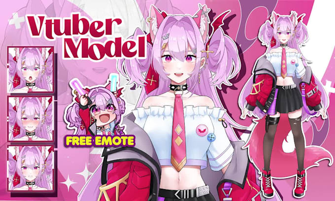 design vtuber live2d model character in anime style for streaming