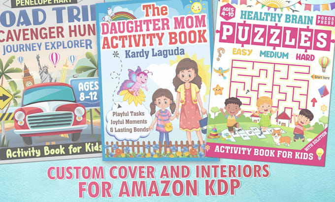 create custom amazon KDP low content book covers and interiors