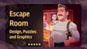 create escape room game with puzzles, story, and graphics